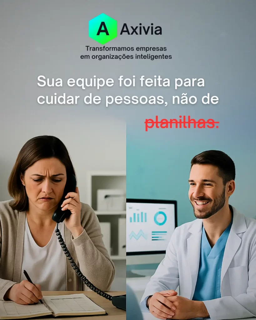 Como clínicas inteligentes automatizam processos e ganham eficiência usando IA Sua clínica ainda perde até 2 horas por dia com tarefas manuais? A boa notícia é que clínicas inovadoras já estão eliminando esse desperdício de tempo ao automatizar etapas fundamentais como agendamento de consultas, triagem inteligente e envio de lembretes personalizados. Com o apoio da inteligência artificial, a rotina se torna mais fluida: os processos repetitivos deixam de ocupar espaço na agenda da equipe, os erros diminuem, e o atendimento ao paciente se torna mais ágil e humanizado. Imagine poder focar totalmente no cuidado e na experiência do paciente, enquanto a tecnologia cuida do resto. Quem aposta em automação ganha tempo, reduz custos e conquista pacientes mais satisfeitos, transformando cada contato em valor real. O futuro já chegou para quem se antecipa. Descubra como clínicas inovadoras estão automatizando agendamento, triagem inteligente e lembretes personalizados, reduzindo atrasos e retrabalhos. Usando IA, é possível organizar cada etapa do atendimento, liberar equipes para cuidar de pessoas e transformar a experiência do paciente. Menos tempo com planilhas, mais foco em resultados reais e na satisfação de quem importa: o paciente. Quer ver como a IA pode transformar a rotina da sua clínica? Clique no e fale com nossa equipe! \#AxiviaAI #HealthTech #AutomacaoMedica #GestaoClinica #InteligenciaArtificial #InovacaoSaude #TecnologiaMedica